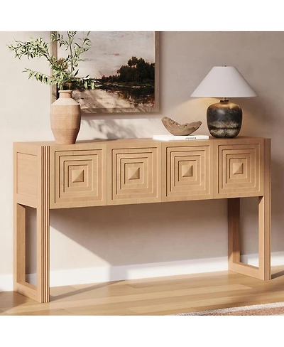 Streamdale Furniture Geometric Carved 3-Drawer Console Table