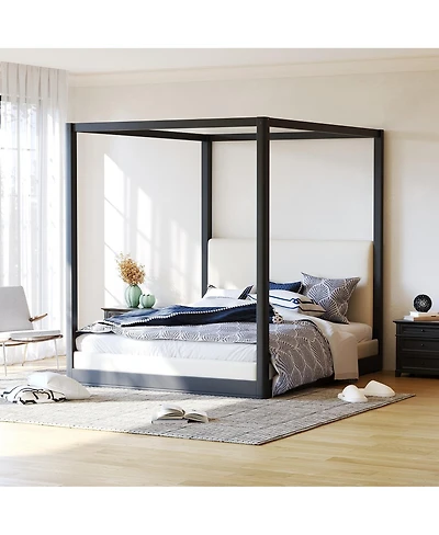 Streamdale Furniture Canopy Platform Bed with Upholstered Headboard