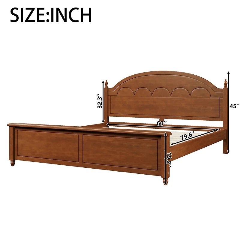 Streamdale Furniture Wooden Bed Frame with Arched Headboard and Classic Design