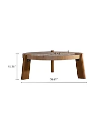 Streamdale Furniture 36.61" Round Herringbone Solid Wood Coffee Table with Tapered Legs