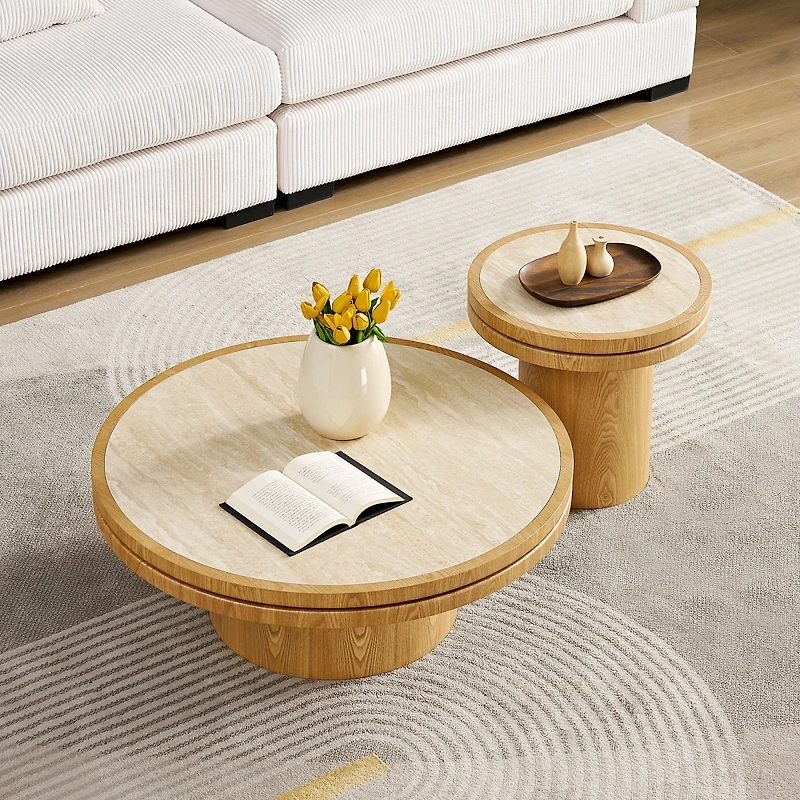 Streamdale Furniture 19.49" Round Sintered Stone Side Table for Living Room and Bedroom