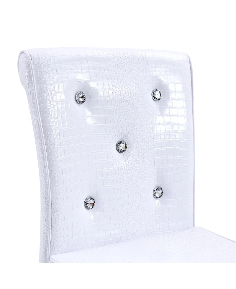 Streamdale Furniture Set of 2 Vintage Crocodile Leather Lift Chairs with Crystal Clasps