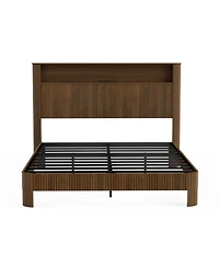 Streamdale Furniture Wave-Shaped Bed Frame with Storage and Charging Ports