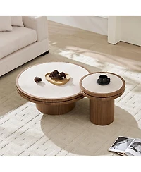 Streamdale Furniture 19.49" and 35.43" Sintered Stone Round Coffee Table Set