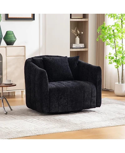 Streamdale Furniture Oversized 360degree(s) Swivel Barrel Chair with 3 Pillows