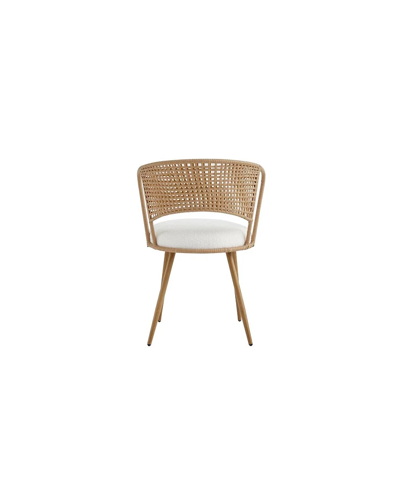Streamdale Furniture Wicker Dining Chair Set with Padded Cushions and Metal Legs