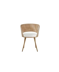 Streamdale Furniture Wicker Dining Chair Set with Padded Cushions and Metal Legs