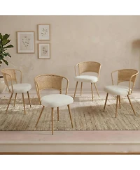 Streamdale Furniture Wicker Dining Chair Set with Padded Cushions and Metal Legs