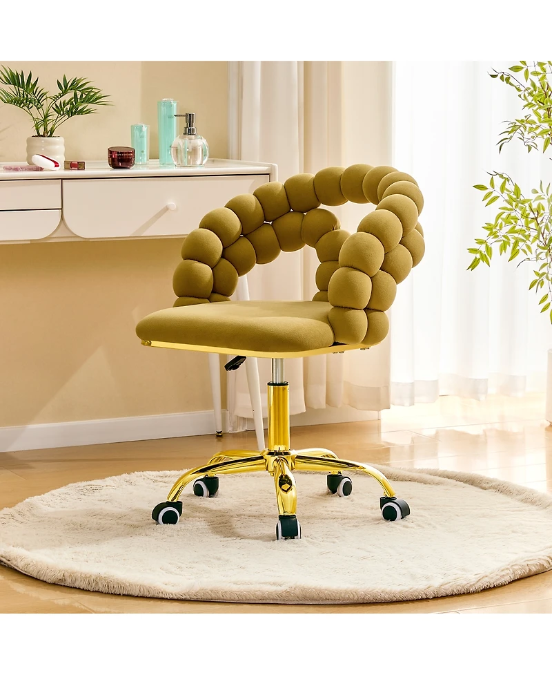 Streamdale Furniture Modern Velvet Swivel Desk Chair with Bubble Back