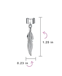 Bling Jewelry Feather Ear Lobe Earrings Dangling Leaf Cartilage Cuff Earrings .925 Sterling Silver