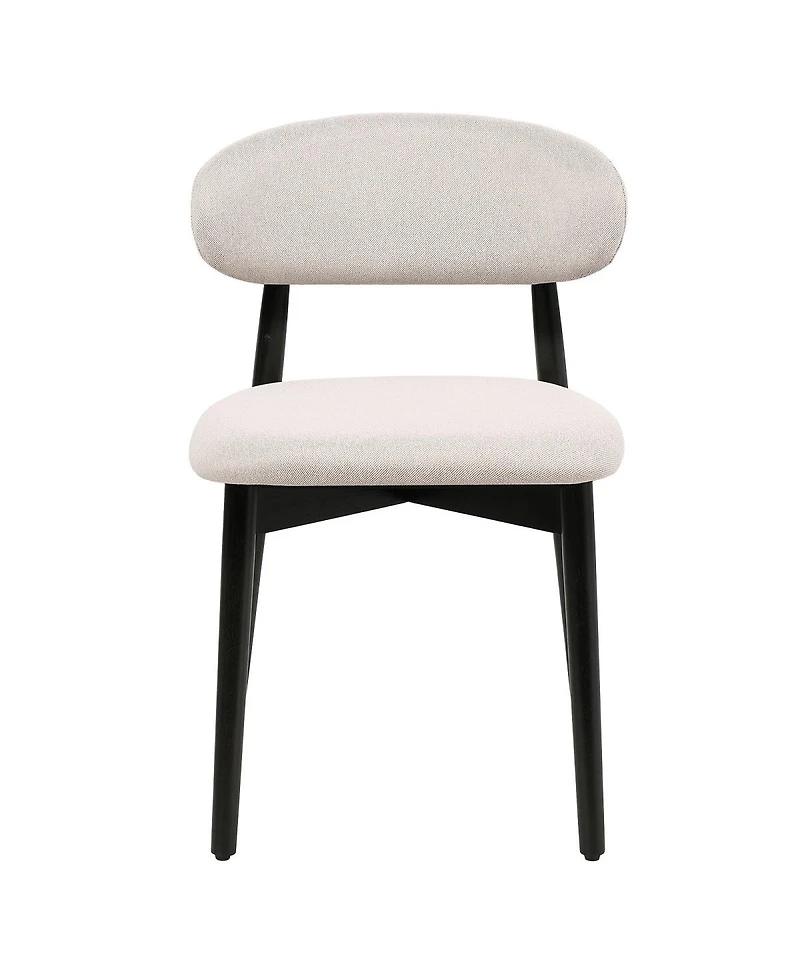 Streamdale Furniture Cotton-Linen Upholstered Dining Chairs with Black Wood Legs, Set of 4