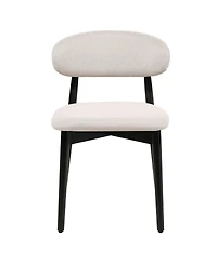 Streamdale Furniture Cotton-Linen Upholstered Dining Chairs with Black Wood Legs, Set of 4