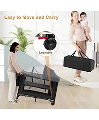 Costway Baby Bassinet Bedside Crib with Changing Table Mattress Detachable Canopy Basket