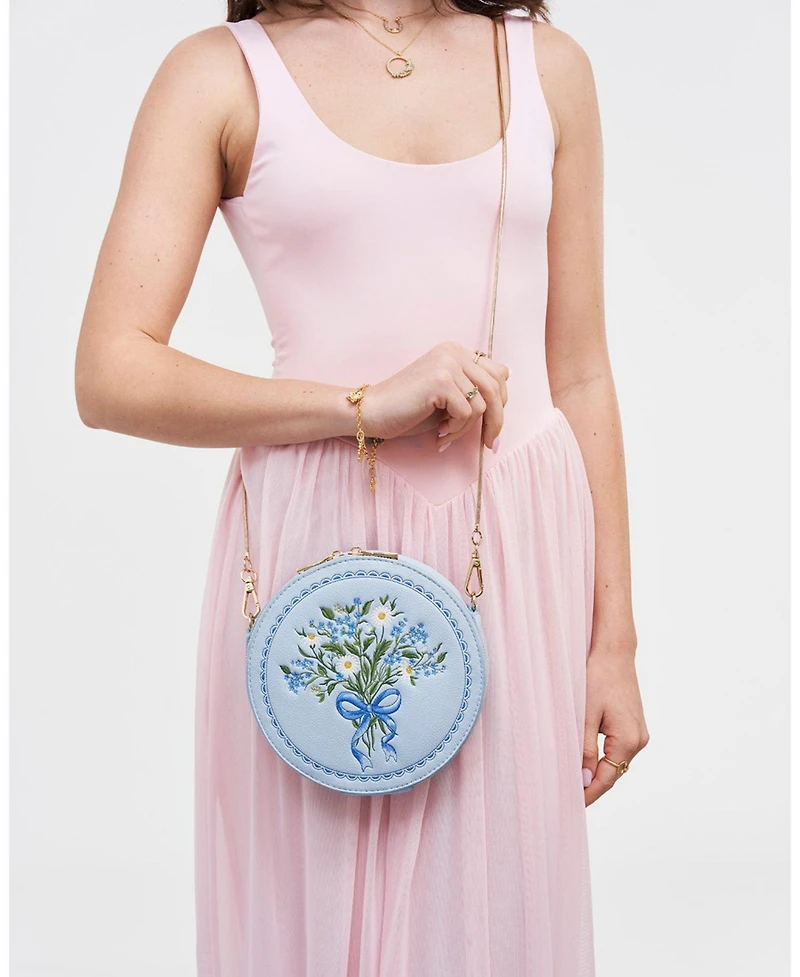 Fable England Women's Floral Posy Embroidered Circle Bag