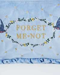 Fable England Women's Forget Me Not Velvet Embroidered Pouch