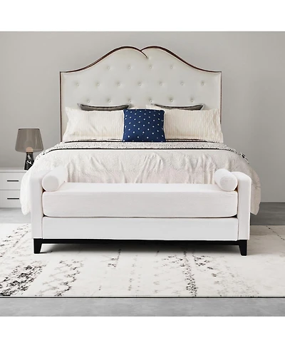 Streamdale Furniture Sherpa Fleece Upholstered Bench with Wood Legs and 2 Bolster Pillows