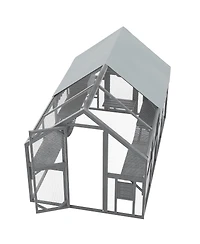 Streamdale Furniture Large Wooden Outdoor Cat Enclosure with 7 Platforms, 2 Boxes, and 2 Bridges