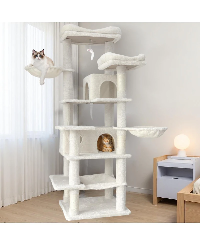 Streamdale Furniture 68in Multi-Level Cat Tree with Hammocks, Cave