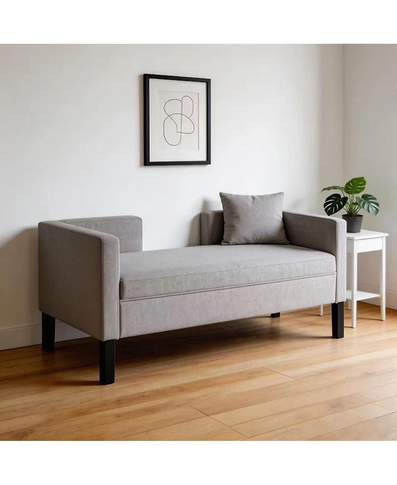Streamdale Furniture 50" Upholstered Ottoman with 2 Bolster Pillows and Wood Legs