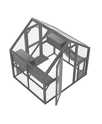 Streamdale Furniture Large Wooden Outdoor Cat Enclosure with Platforms, Resting Boxes, and Canopy