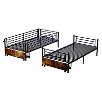 Streamdale Furniture Metal Bunk Bed with Usb Charging Station, Storage, and Safety Guardrails