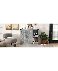 Streamdale Furniture Modern Cat Litter Box Cabinet with Power Outlet and Storage