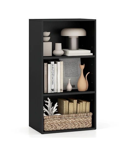 Gymax 3-Tier Cube Bookcase Modern Open Bookshelf with Adjustable Shelves