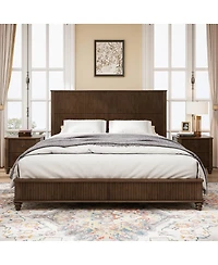 Streamdale Furniture Solid Wood Platform Bed Frame with Tall Headboard