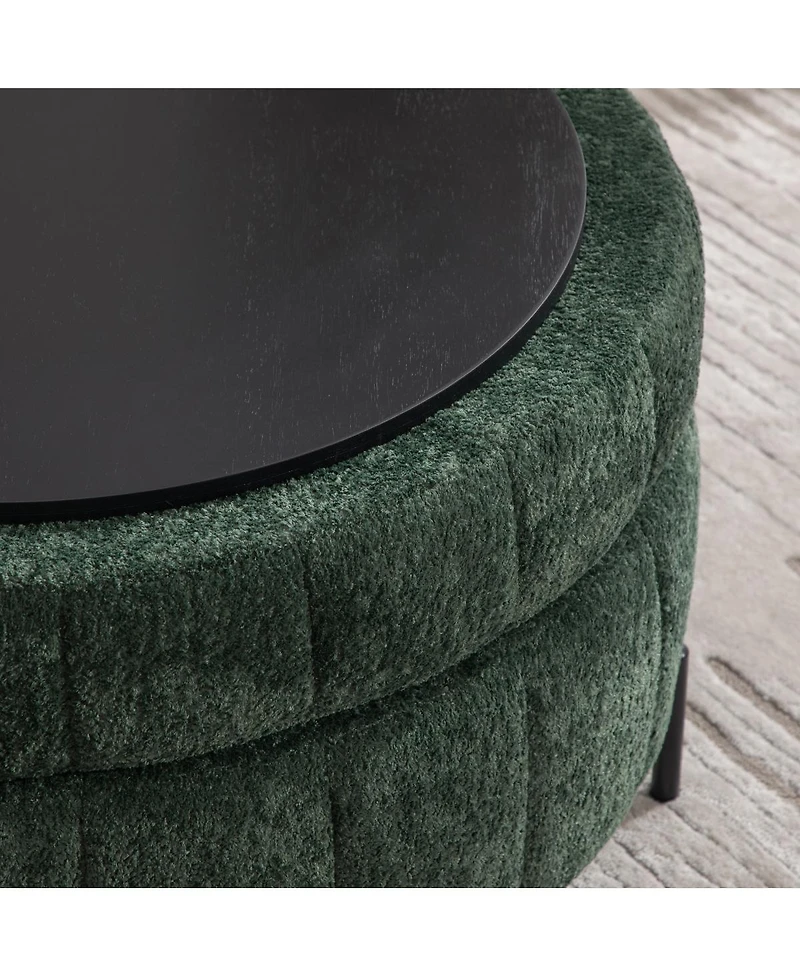Streamdale Furniture 31.3" Round Upholstered Storage Ottoman with Reversible Lid
