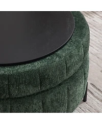 Streamdale Furniture 31.3" Round Upholstered Storage Ottoman with Reversible Lid