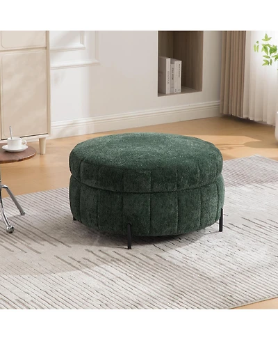 Streamdale Furniture 31.3" Round Upholstered Storage Ottoman with Reversible Lid