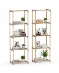 Gymax 2 Piece -Tier Bookshelf with Open Shelves Freestanding Storage Organizer for Home