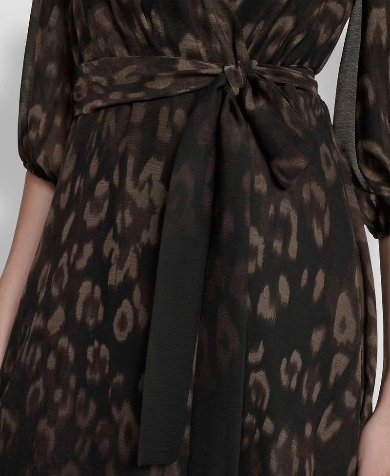 Dkny Women's Printed V-Neck Midi Dress