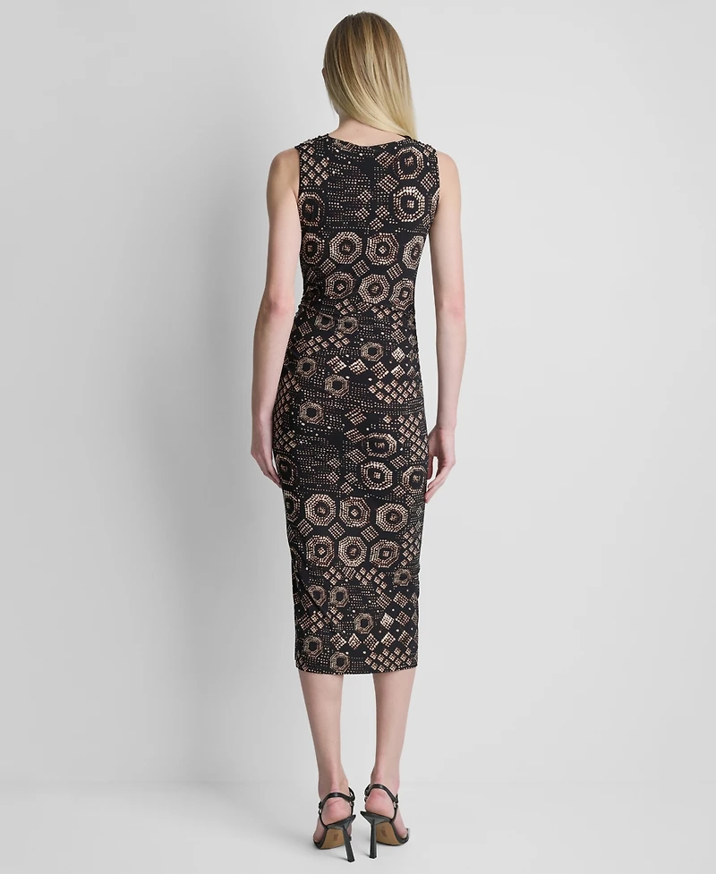 Dkny Women's Printed Sleeveless Sheath Midi Dress