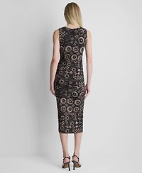 Dkny Women's Printed Sleeveless Sheath Midi Dress