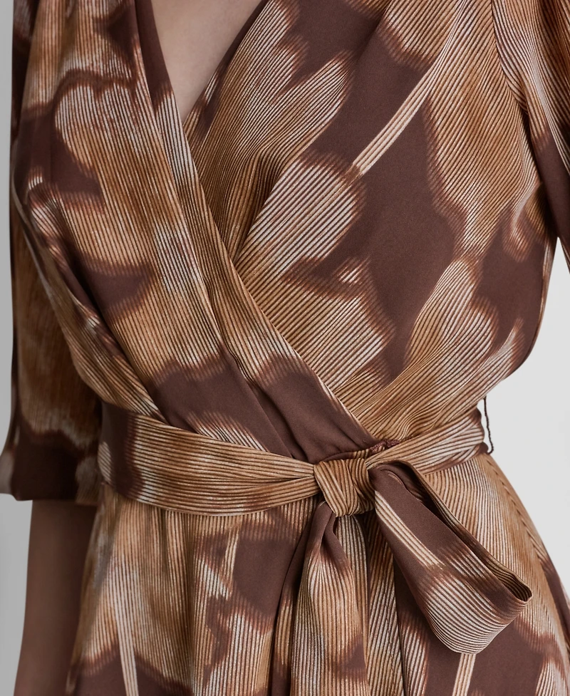 Dkny Women's Balloon-Sleeve Faux Wrap Midi Dress