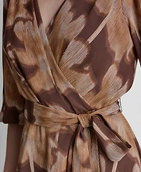 Dkny Women's Balloon-Sleeve Faux Wrap Midi Dress