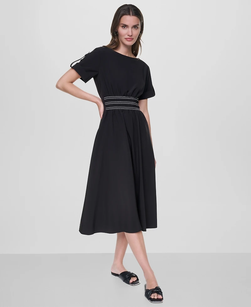 Dkny Women's Smocked Waist Midi Dress