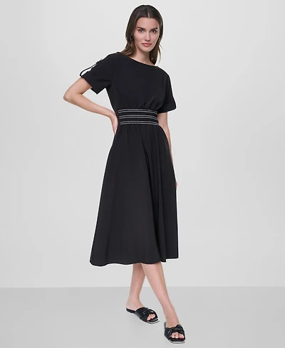 Dkny Women's Smocked Waist Midi Dress