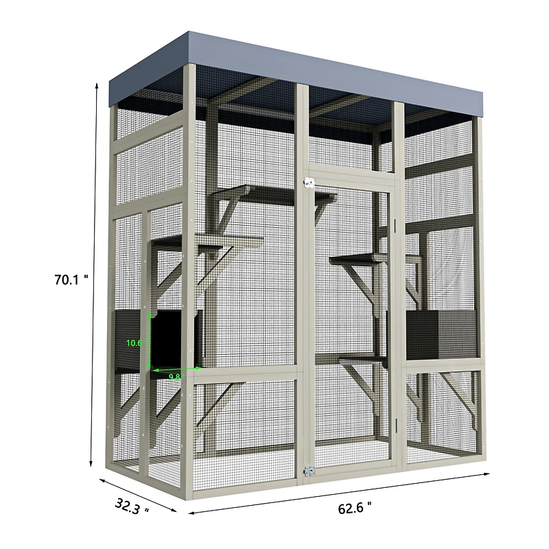 Streamdale Furniture Wooden Outdoor Catio with Waterproof Top and 2 Napping Boxes