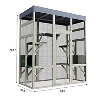 Streamdale Furniture Wooden Outdoor Catio with Waterproof Top and 2 Napping Boxes