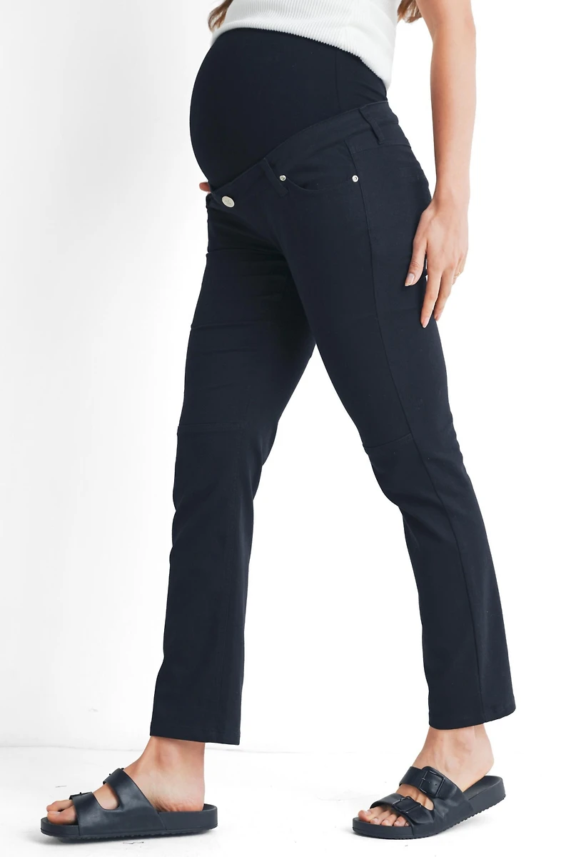 Hello Miz Maternity Straight Leg Pants with Over the Belly Panel and Pockets