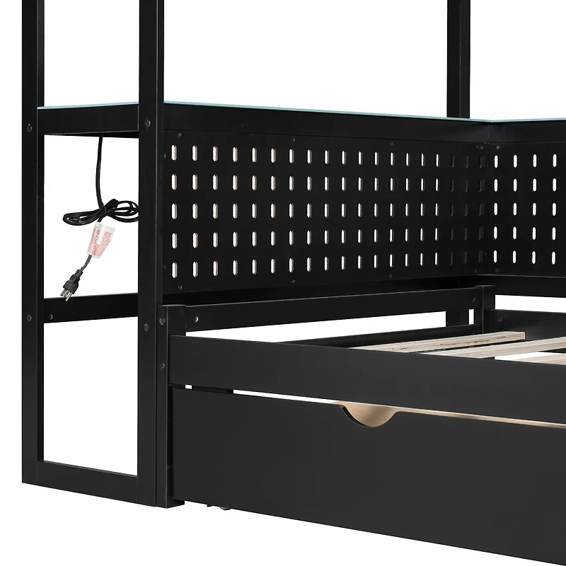 Streamdale Furniture Gaming Daybed with Desk, Led Lights