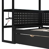 Streamdale Furniture Gaming Daybed with Desk, Led Lights