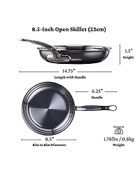 Hestan NanoBond Titanium Stainless Steel 8.5" Open Skillet
