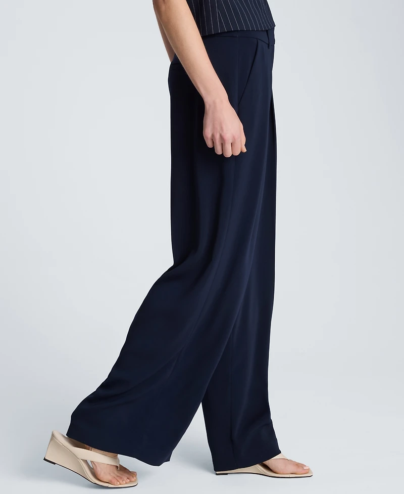 Kenneth Cole Women's High-Rise Wide Leg Pleated Pants