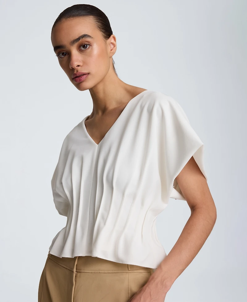 Kenneth Cole Women's Pleated V-Neck Top