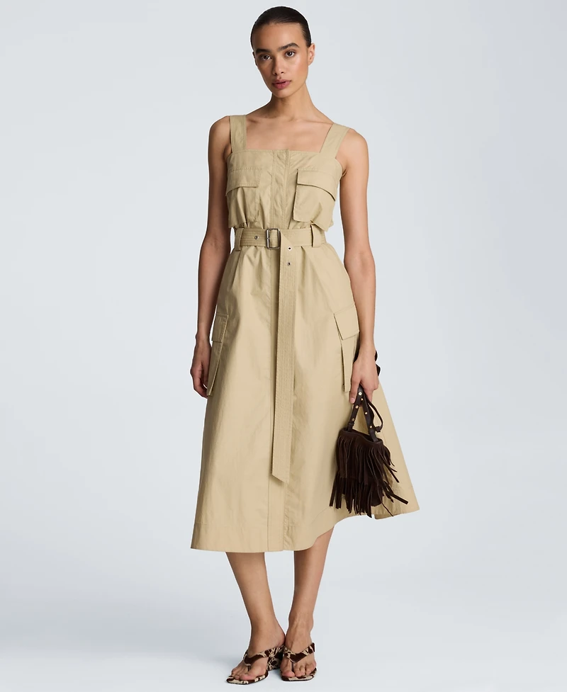 Kenneth Cole Women's Cotton-Blend Cargo Midi Dress