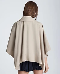 Kenneth Cole Women's Cotton-Blend Notch Collar Trench Cape Jacket