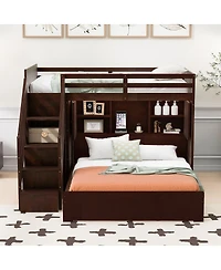 Streamdale Furniture Bunk Bed with Storage Stairs, Wardrobe,Usb